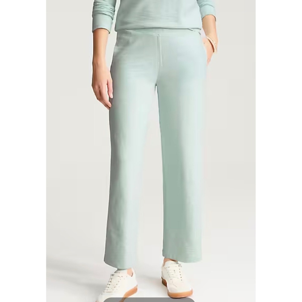 🆕J Jill Sweet Celedon Blue Organic Cotton French Terry Cropped Pull On Pants XL